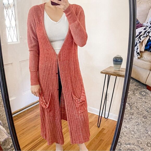 Free People Shadow Stripe Duster Cardigan L - Picture 1 of 8